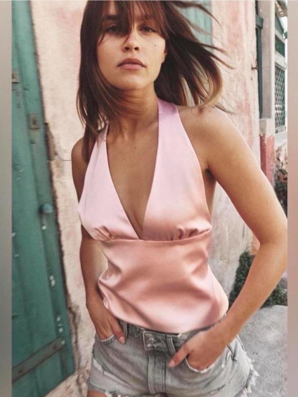 Zara Satin Effect Pink Halter Top NWT Size M - Picture 3 of 5
